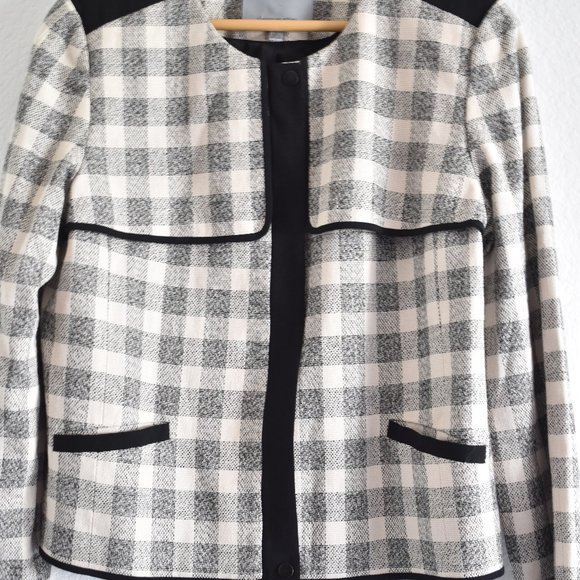 Classiques Entier Linen Blend Cream & Black Plaid Blazer - Picture 11 of 12